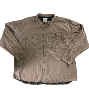 Cabela's Roughneck Plaid Flannel Lined Tan Shirt Snap Front Cotton (Size 4XL)